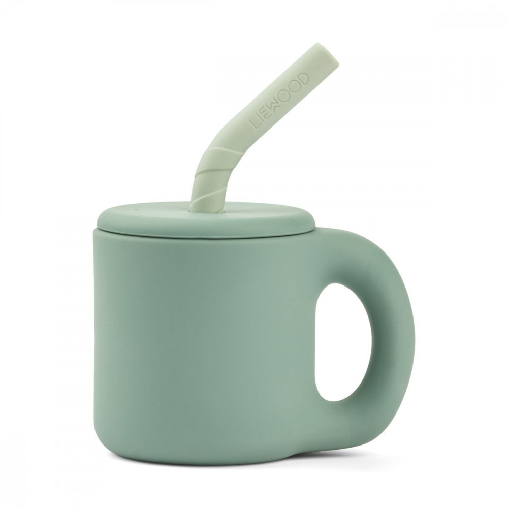 Liewood Silikonbecher mit Strohholm Jenna Dusty Mint / Peppermint