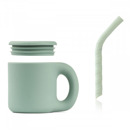 Liewood Silikonbecher mit Strohholm Jenna Dusty Mint / Peppermint