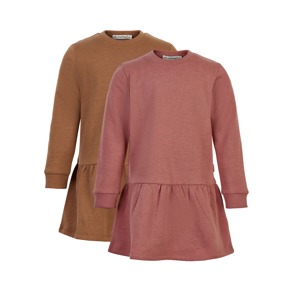 MinyMo Sweat Dresses - 2er Pack, canyon rose / braun